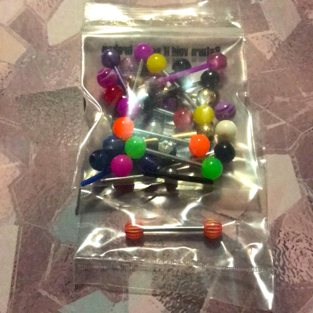 Assorted tongue ring jewellery
